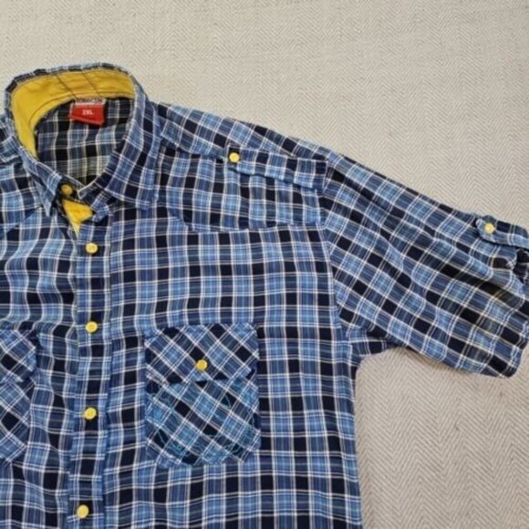 Eklectik Western 2XL Western Embroidered Pocket Pearl Snap Shirt Blue Flip Cuff - Picture 6 of 14